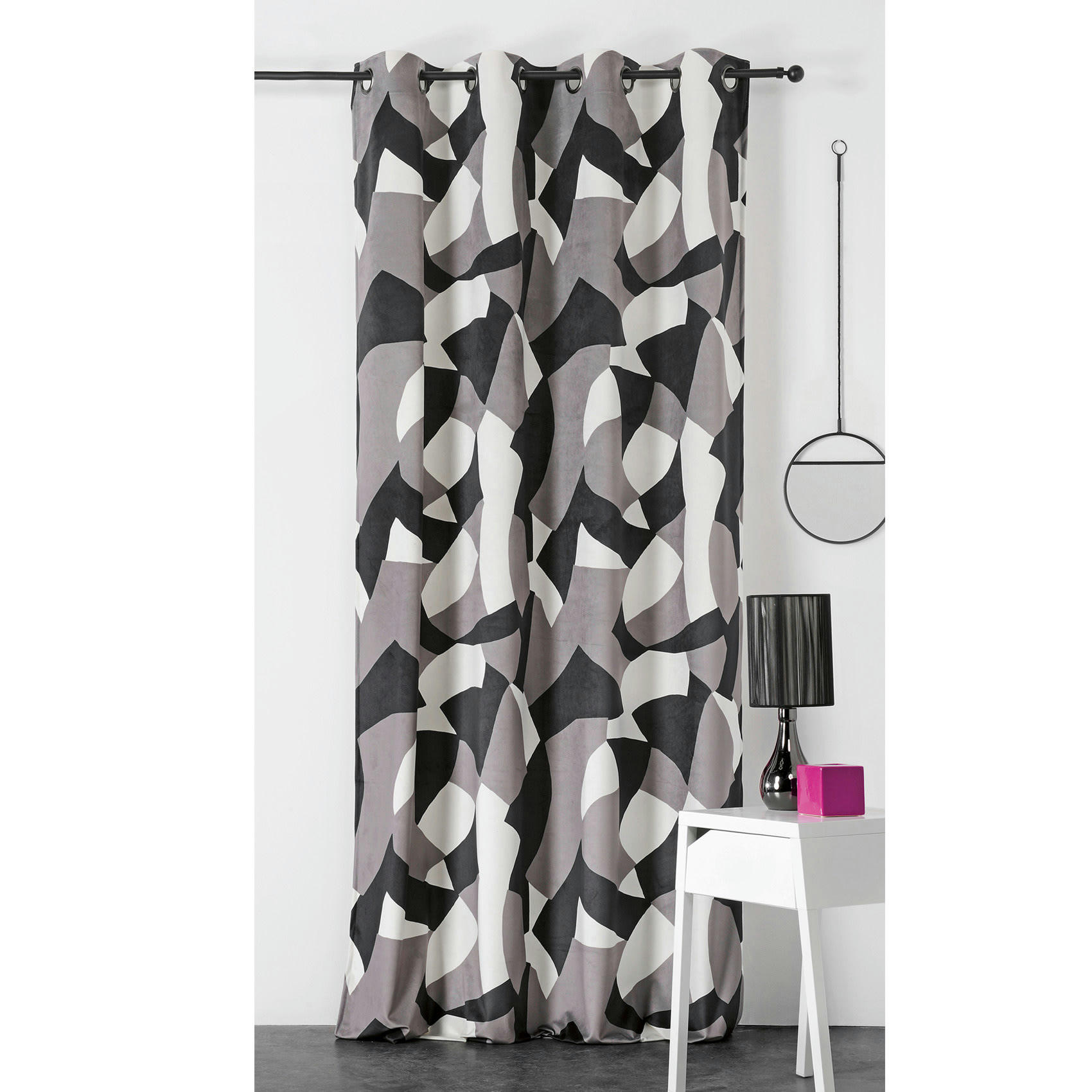 - Rideau d'ameublement camo polyester gris clair 145x240 cm