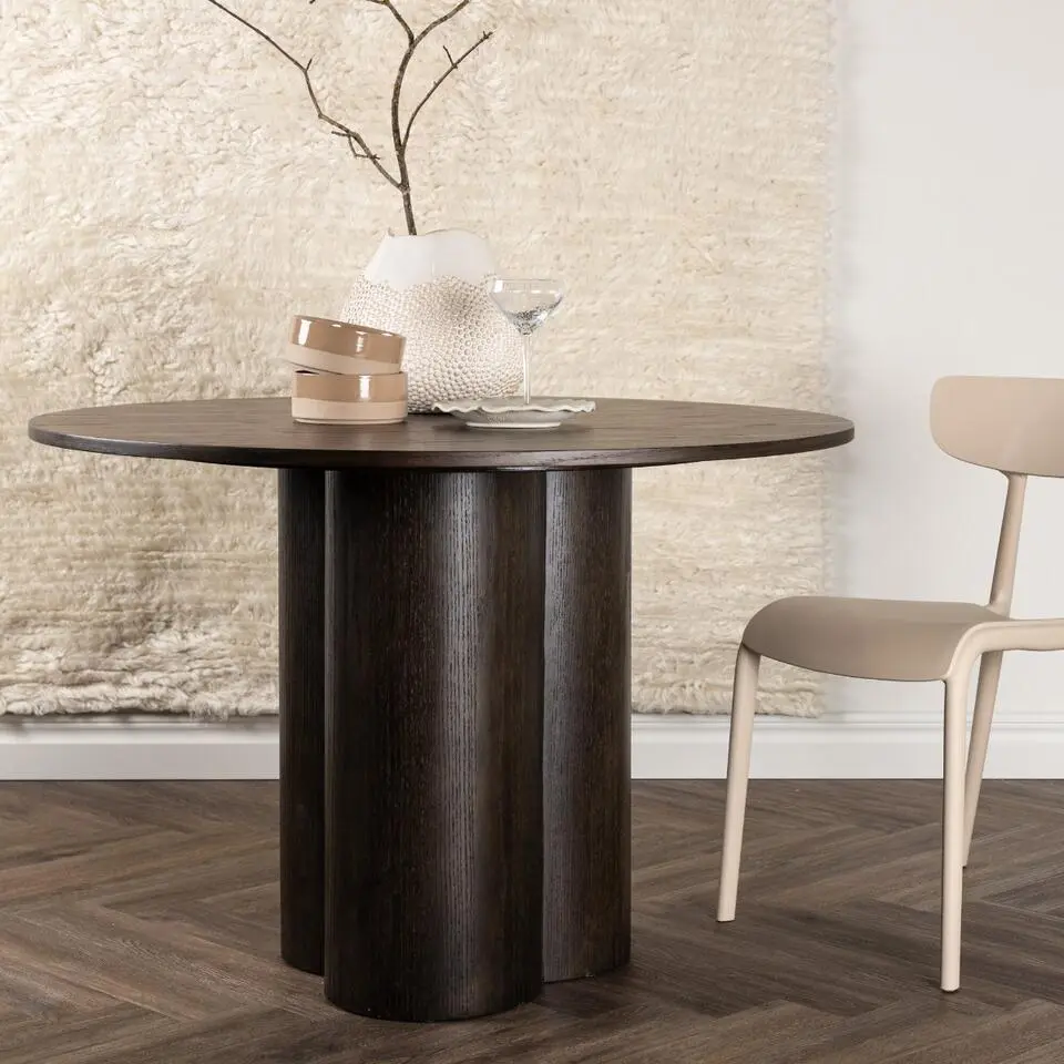 Eettafel Rond Walnoot 110cm - Fineer - Scandinavisch - Tafel Olivia