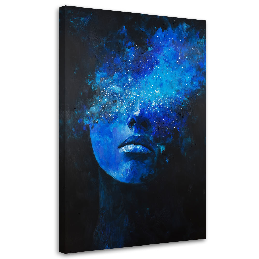 Feeby Obraz na płótnie, Twarz Kobiety Niebieska Abstrakcja 40x60