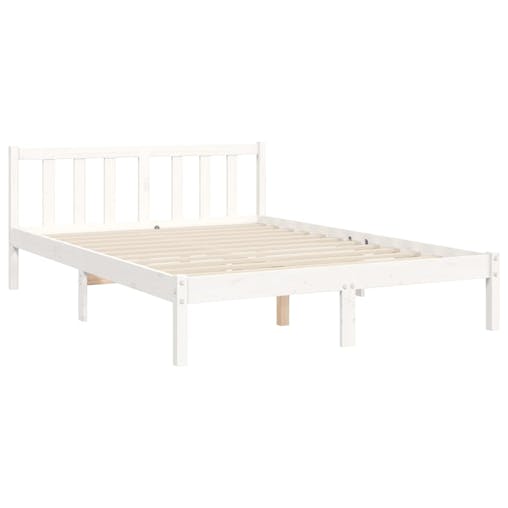 NNEVL Bed Frame with Headboard White 137x187 cm Double Solid Wood