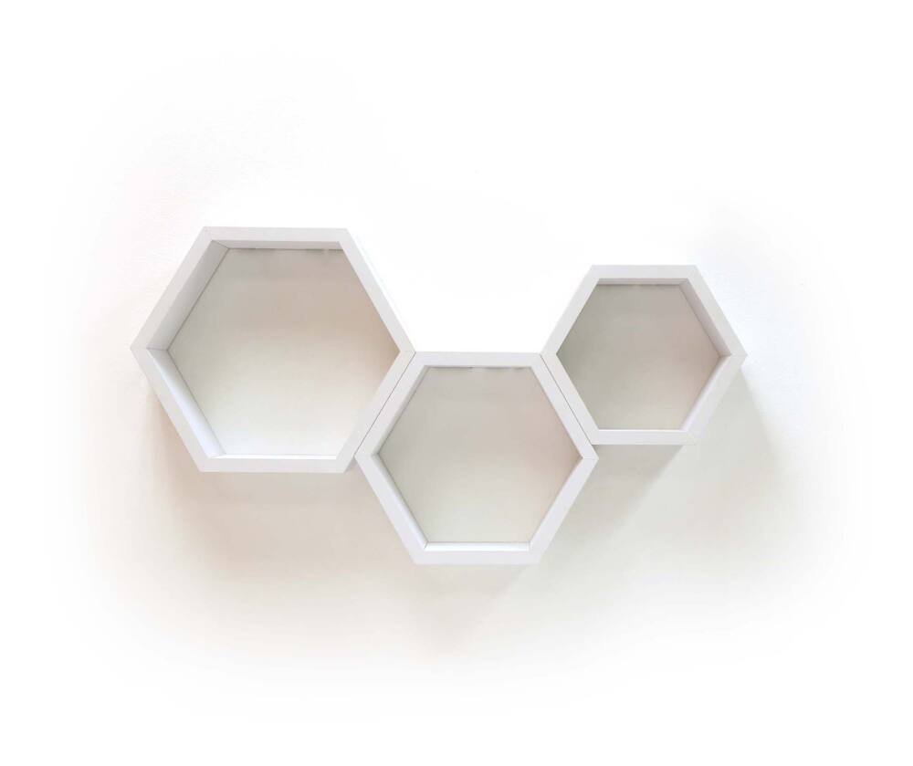 CANVAS MDF Floating Hexagonal Wall Shelves, 3-pc