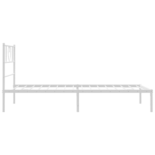 NNEVL Metal Bed Frame with Headboard White 107x203 cm