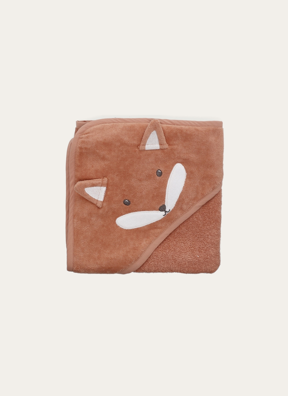 CAPE DE BAIN EN VELOURS ÉPONGE RENARD BRODÉ ROUX