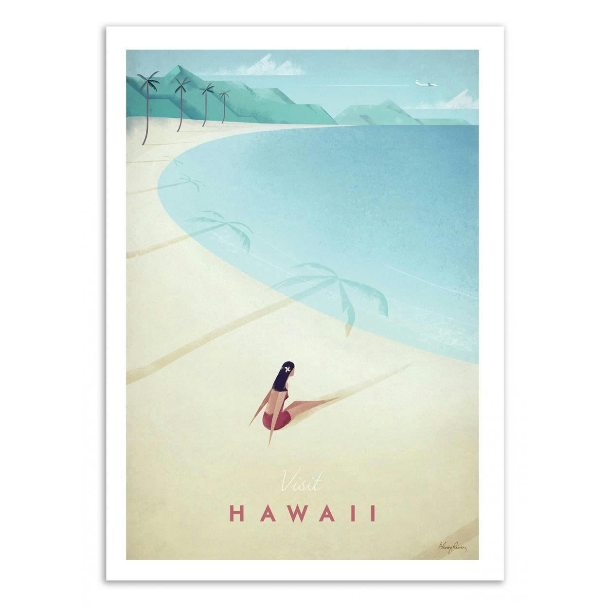 HENRY RIVERS - VISIT HAWAII - Affiche d'art 30 x 40 cm
