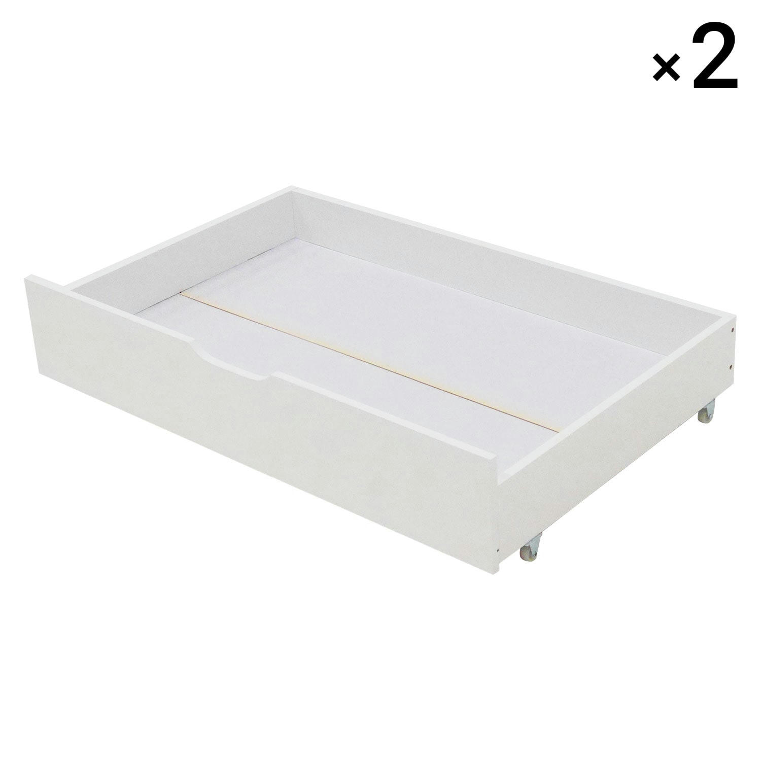 MARCEAU - Lot de 2 tiroirs de rangement sous lit 190x90cm blancs