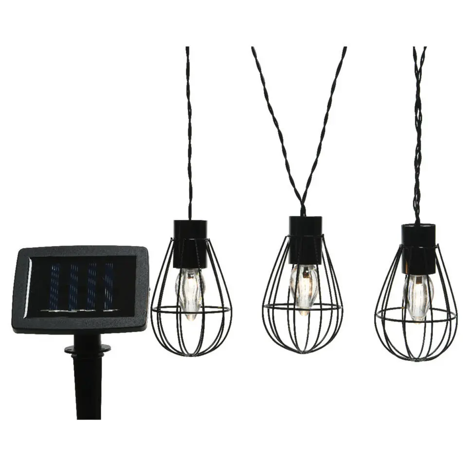 Lumineo Lichtsnoer - solar - metaal - 8 lampjes - 350 cm