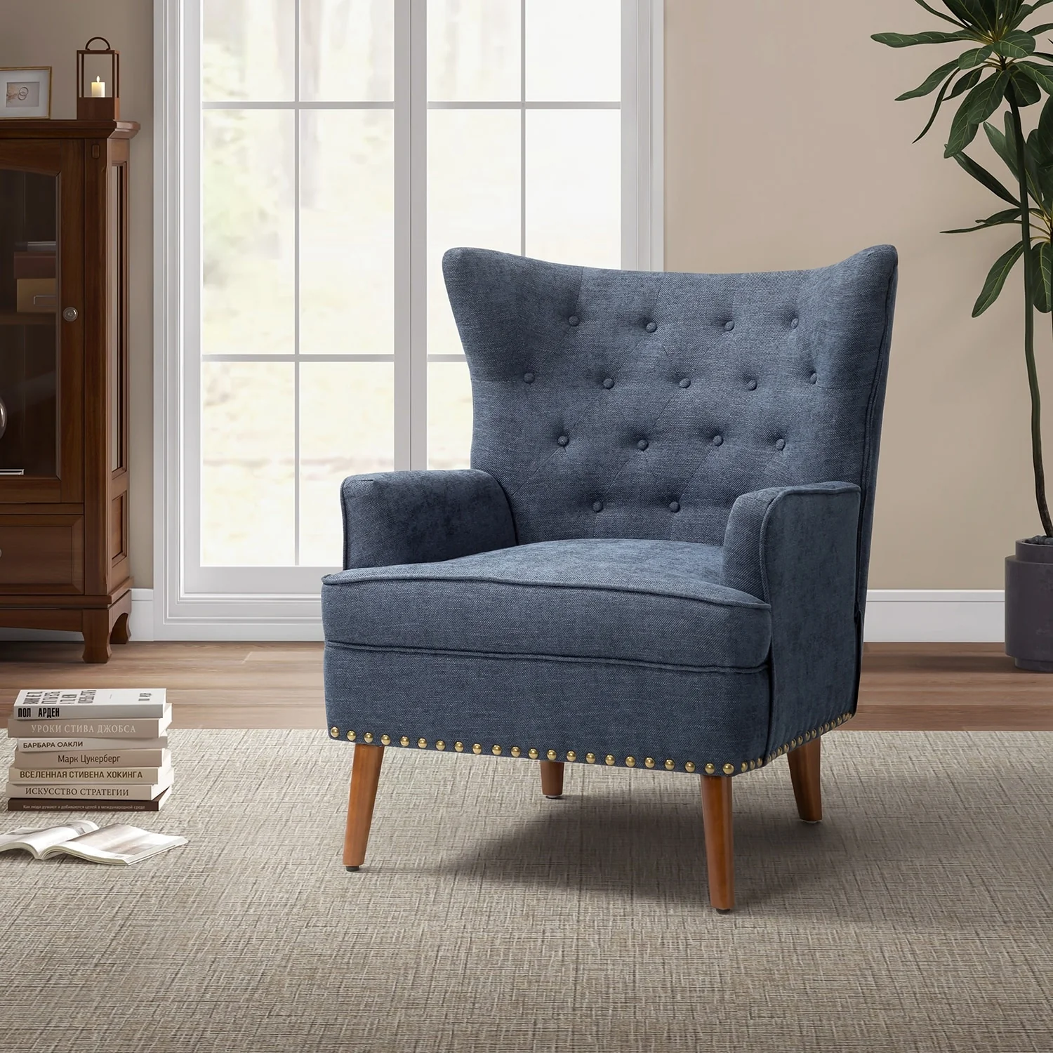 Alpheus Accent Armchair with Nailhead Trim by HULALA HOME