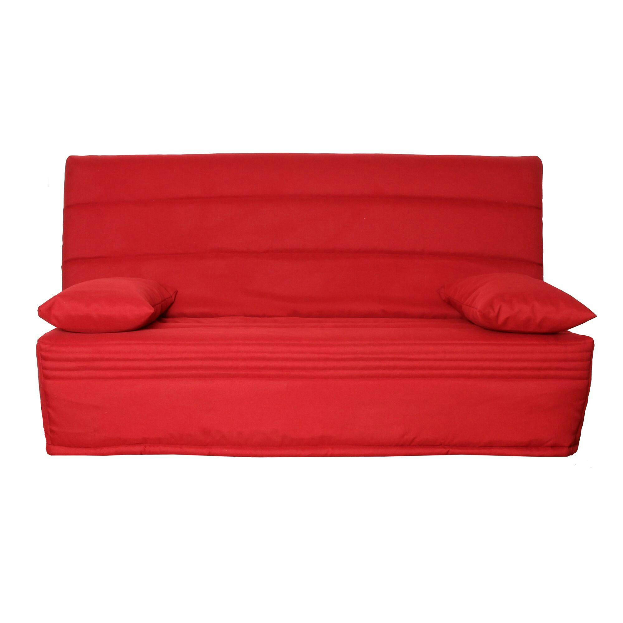 ORTENSE - Banquette clic-clac avec matelas en mousse rouge