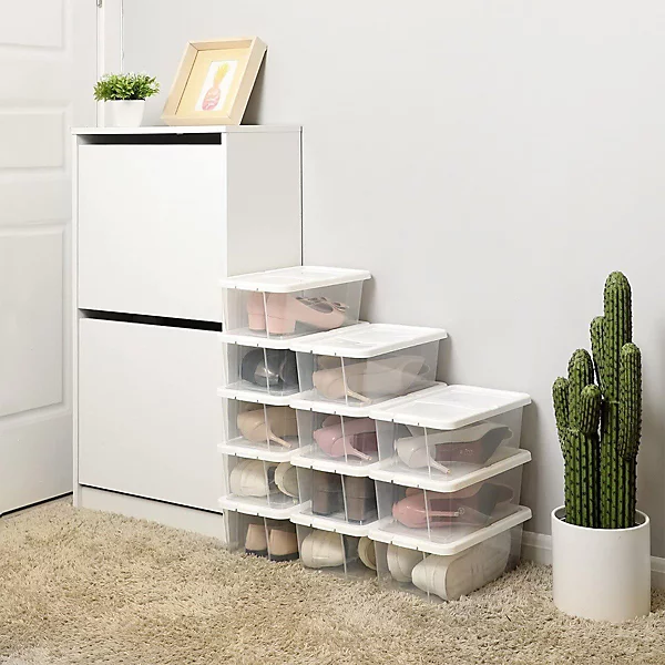 Lot de 12 Boîtes à Chaussures Transparentes avec couvercle