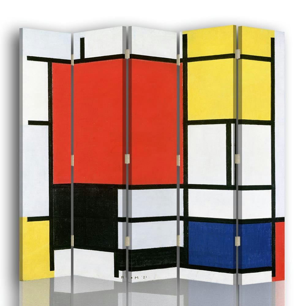 - Paravent Composition avec large plan rouge, Mondrian cm 180x170 (5x)