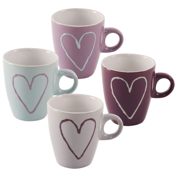 Kubek ceramiczny serca zestaw kubków 4 szt. 230 ml
