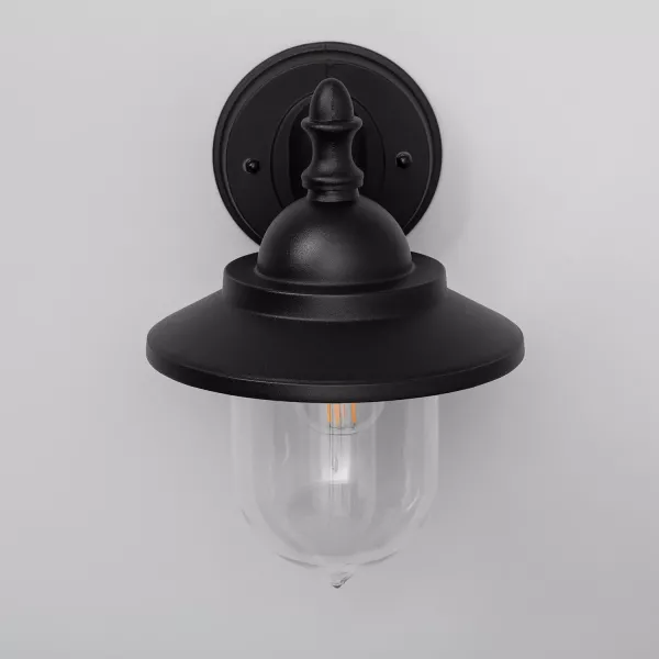 Kinkiet zewnętrznyczarno-przezroczysty Giovanni 1xE27x40W IP44 Abruzzo