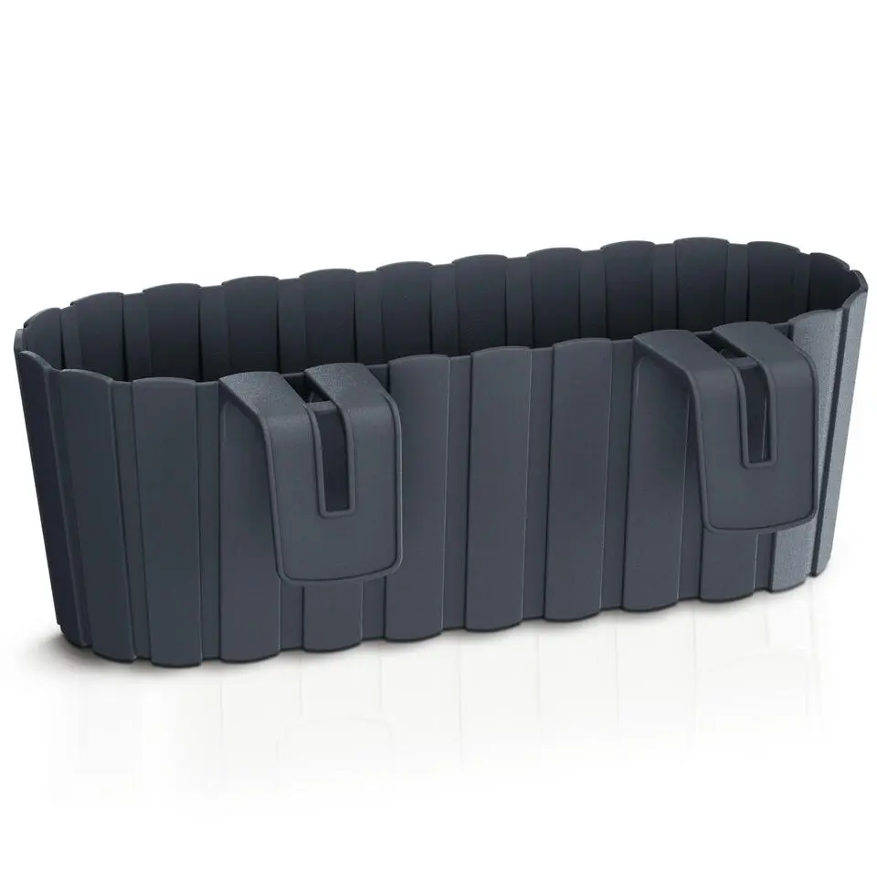 Plantenbak met haken - antraciet grijs - 38 cm - kunststof