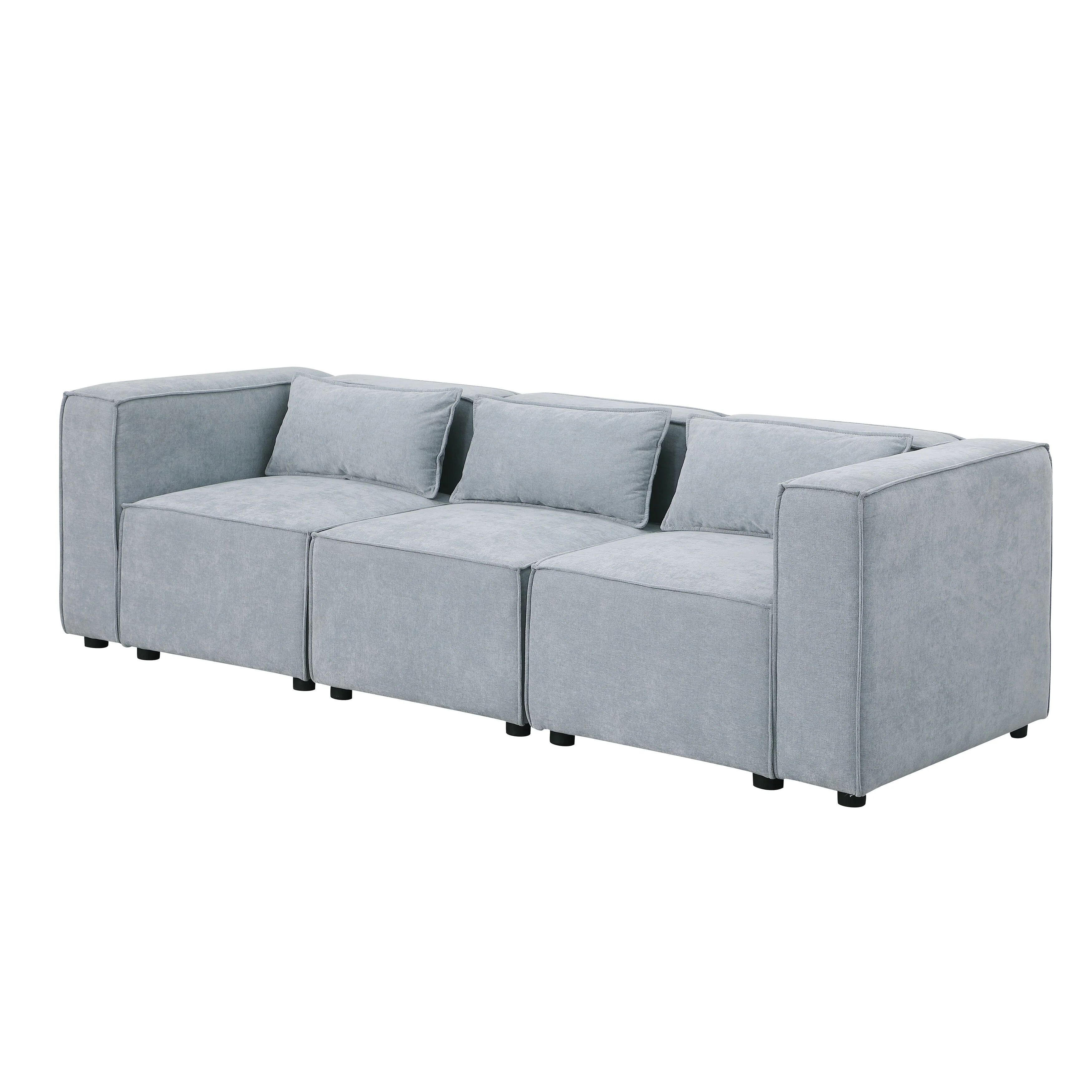 Modern U Shaped Modular Sofa with Chenille Upholstery and Repositionable Ottoman for Living Room and Guest Room