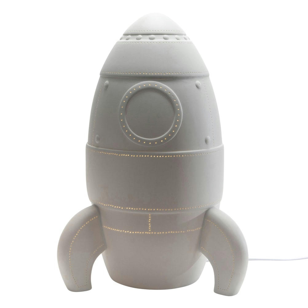 - Grande lampe fusée en porcelaine à poser