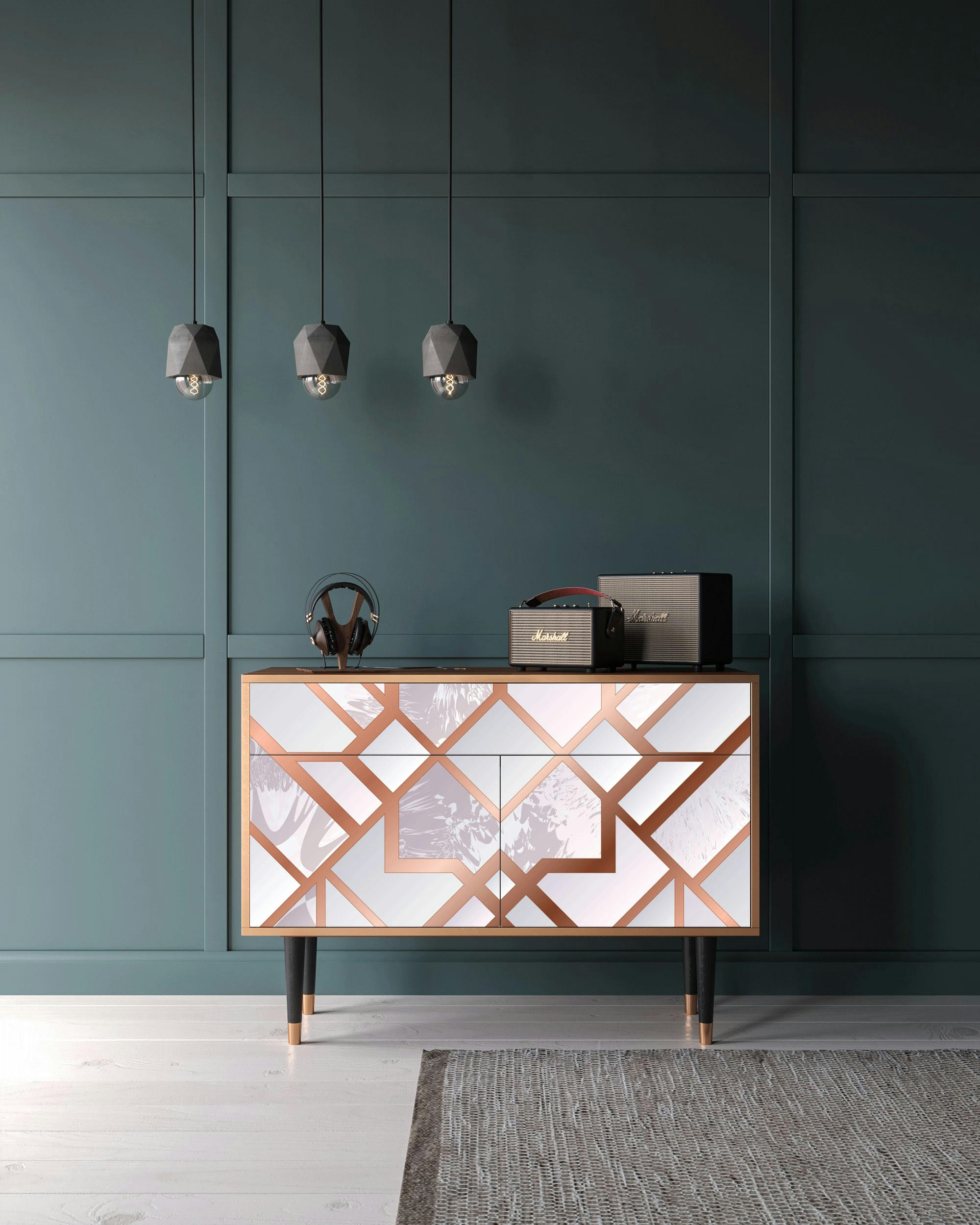 PASTEL FAIRYTALE - Buffet  rose clair 2 tiroirs et 2 portes L 115 cm