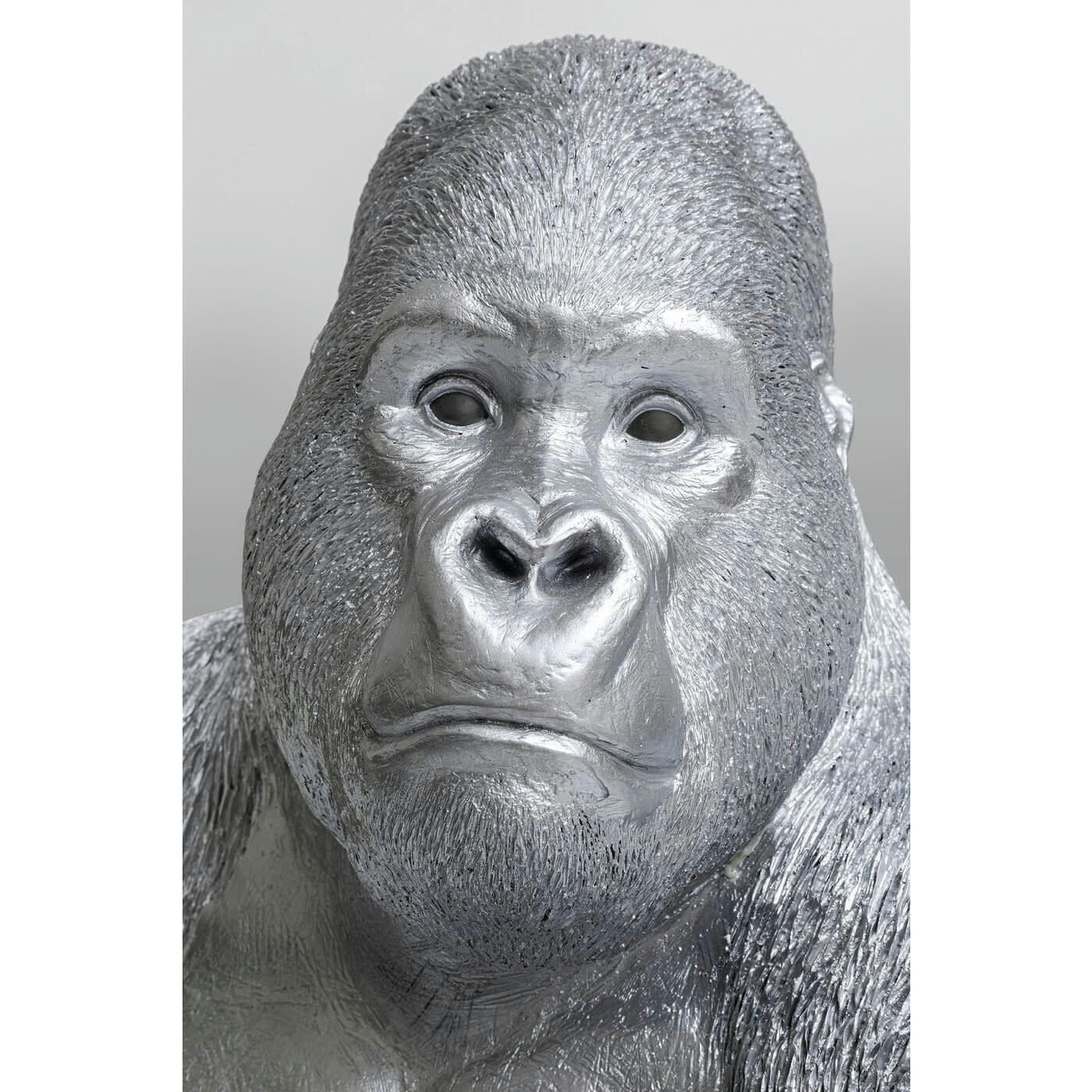 - Statue gorille en polyrésine argentée H76