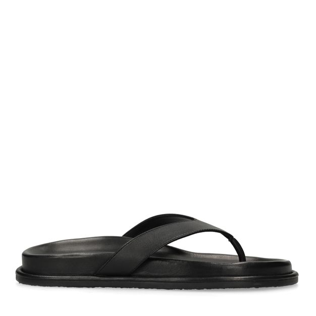 Zwarte leren slippers