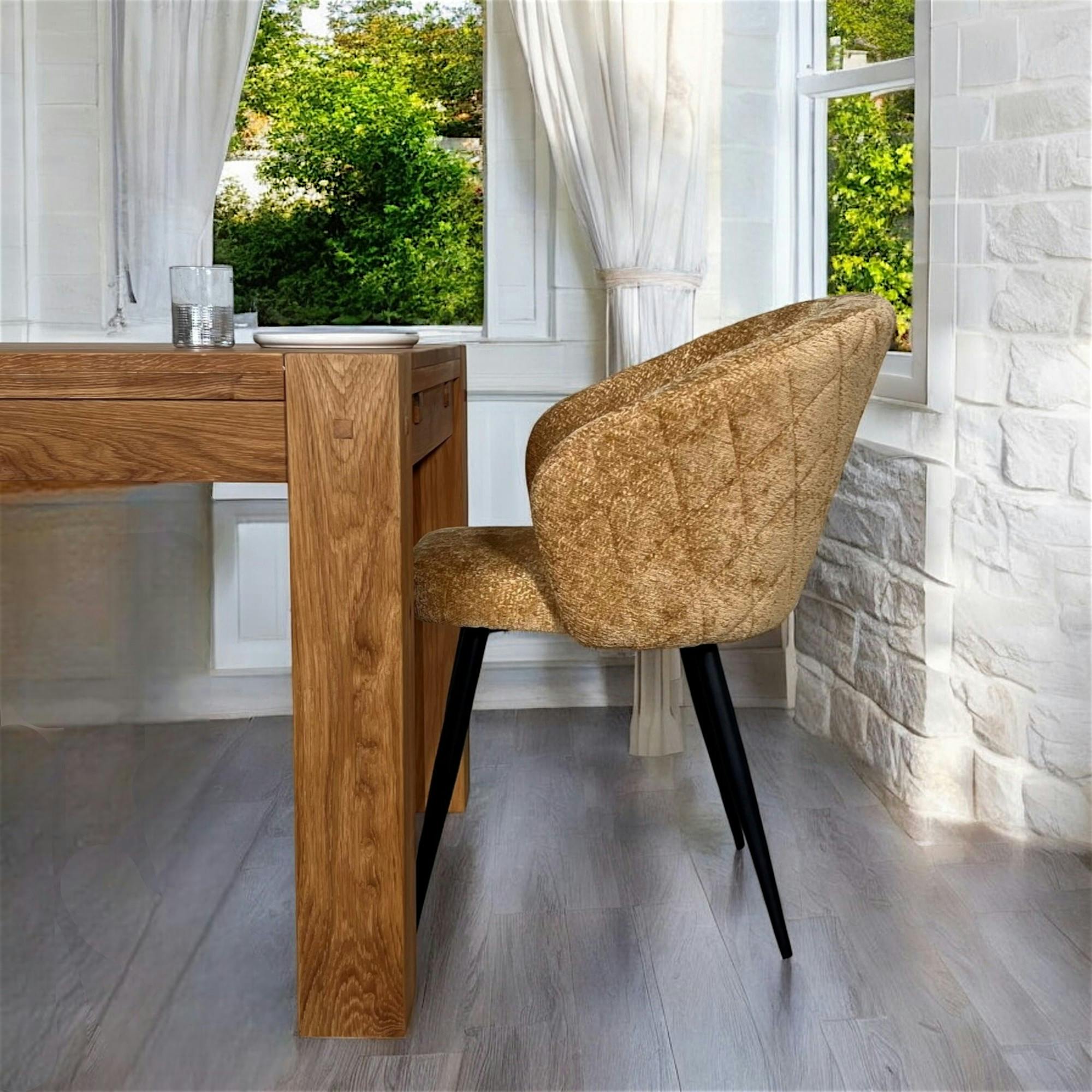 Chaise dossier rond tissu moutarde (lot de 2) IENA