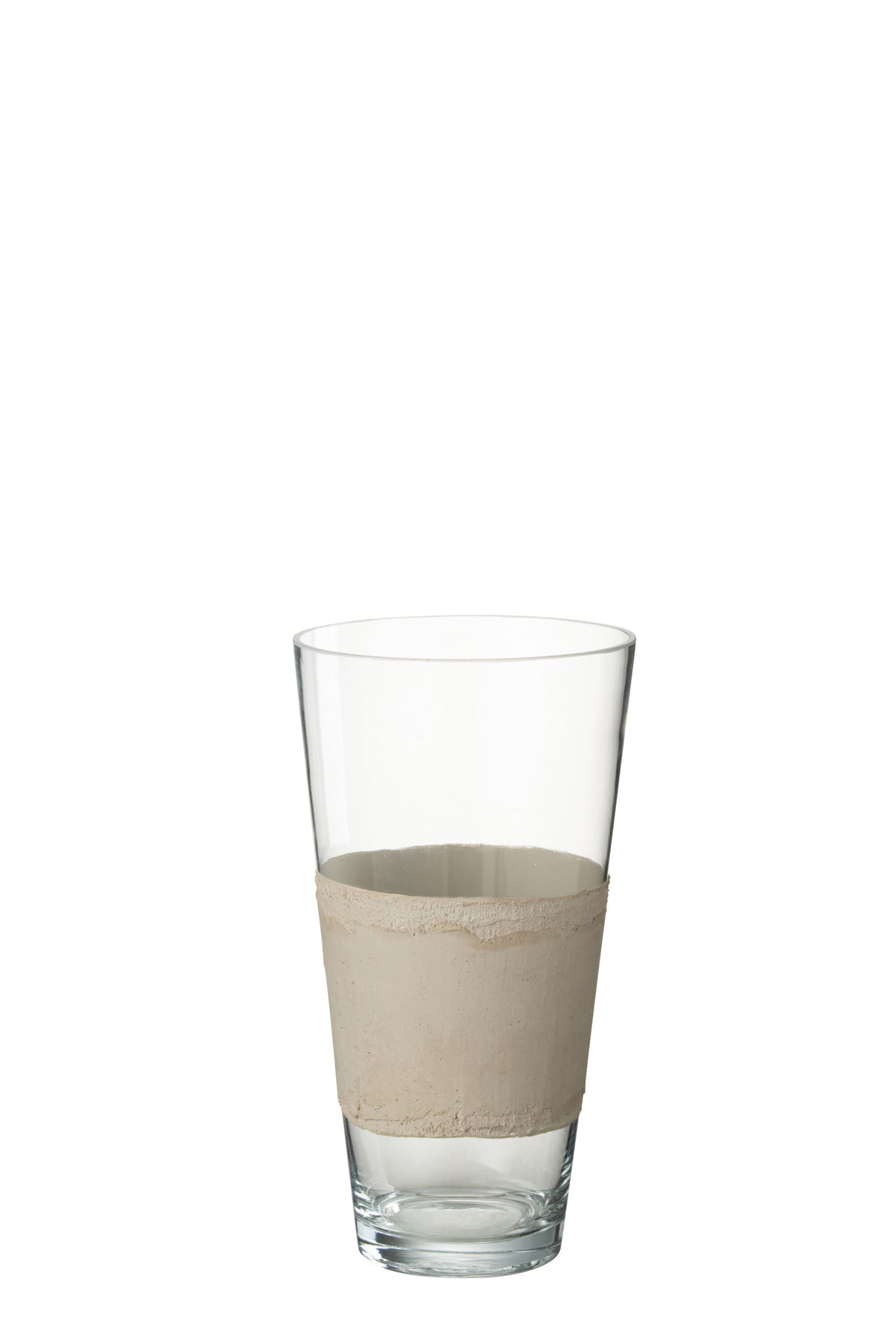J-Line vaas Delph - glas - transparant/beige - small - 35 cm hoog