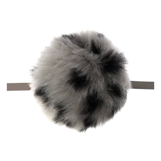 Grey Leopard Faux Fur Pom Pom 11cm