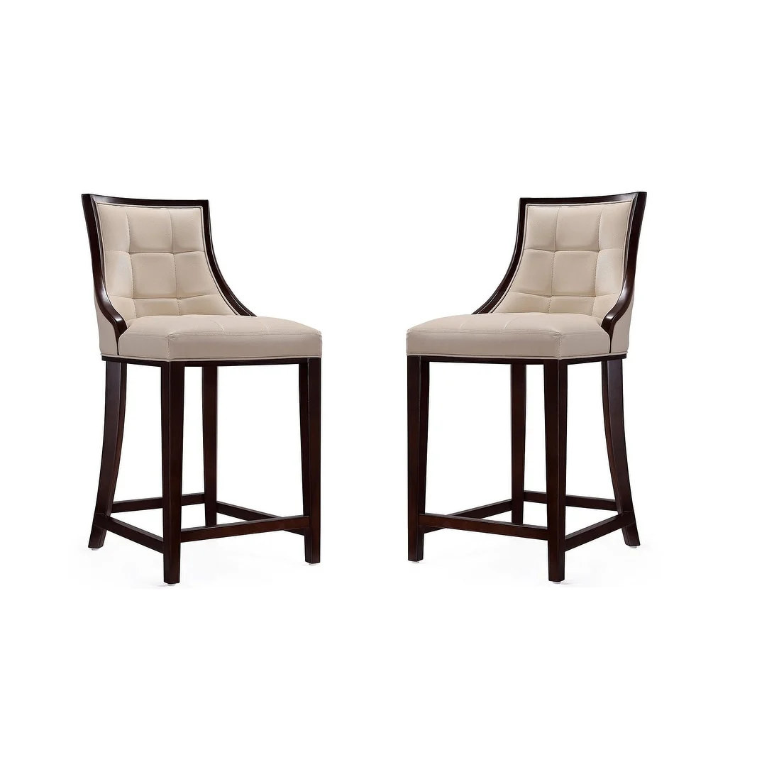 Manhattan Comfort Fifth Ave Dark Walnut Counter Height Bar Stool (Set of 2)