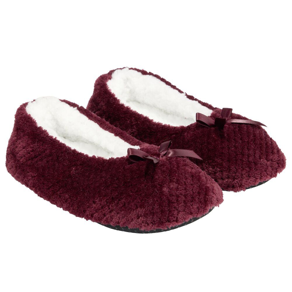 Chaussons ballerines fourrés femme rouge bordeaux 36/37