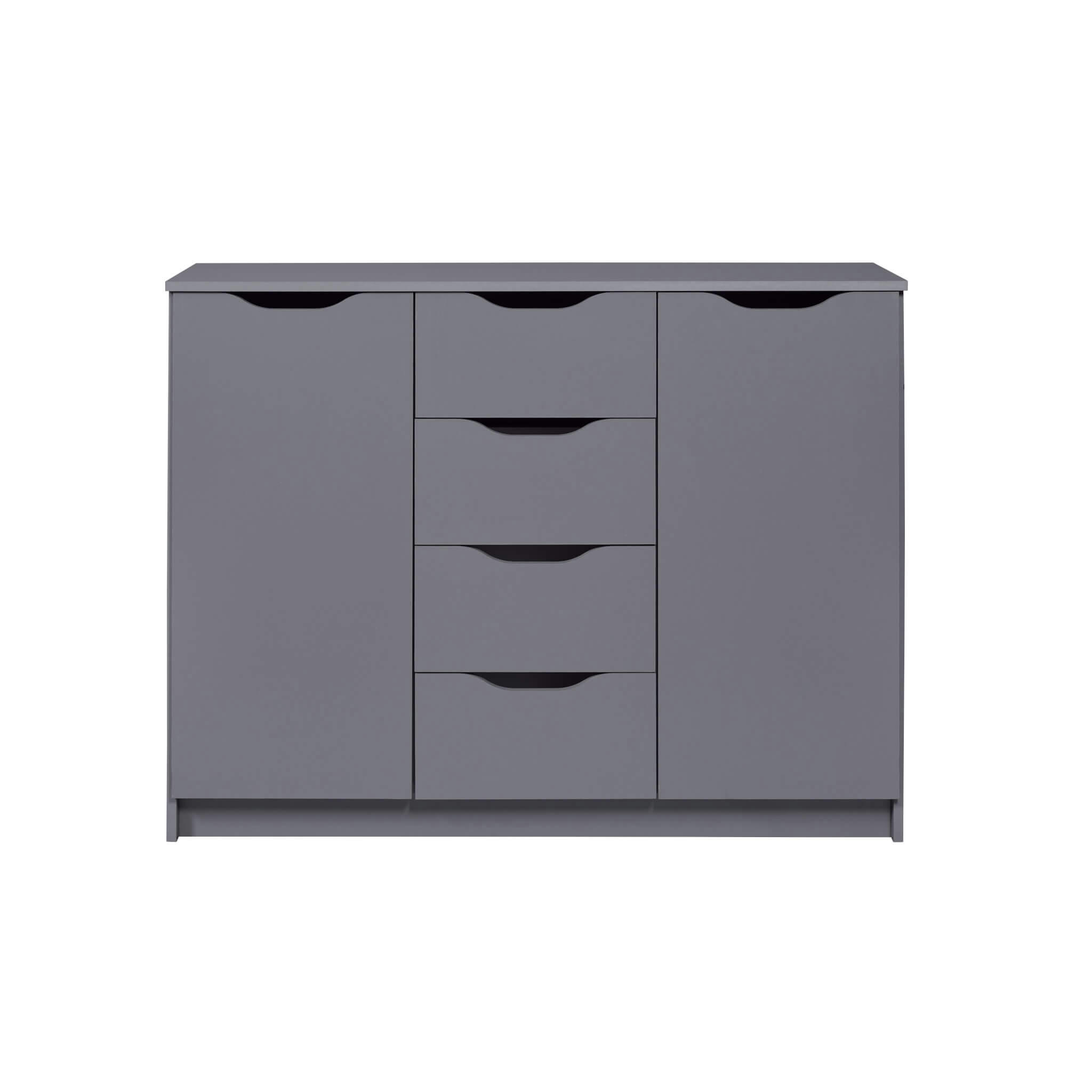- Commode 2 portes et 4 tiroirs en bois anthracite