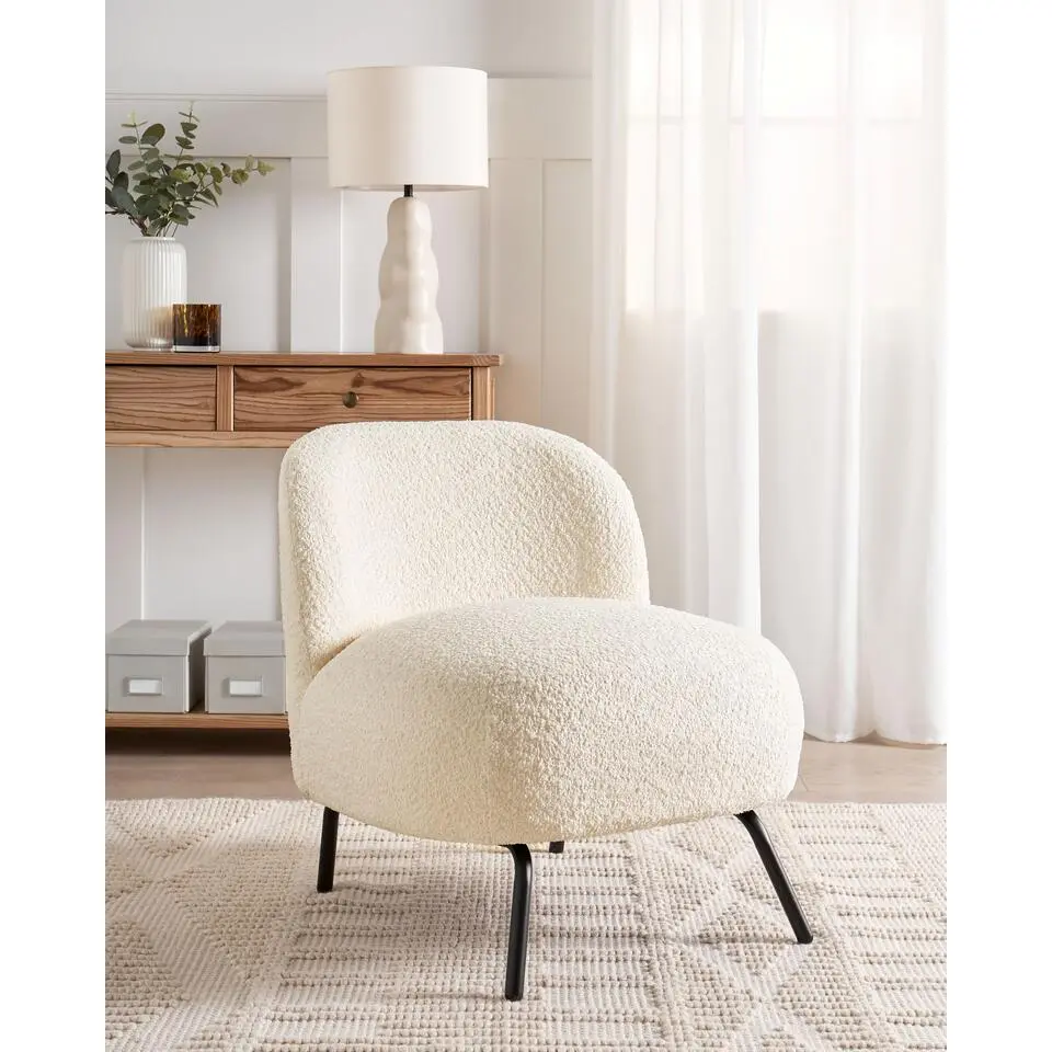 KUMLA - Fauteuil - Gebroken wit - Boucl&eacute;