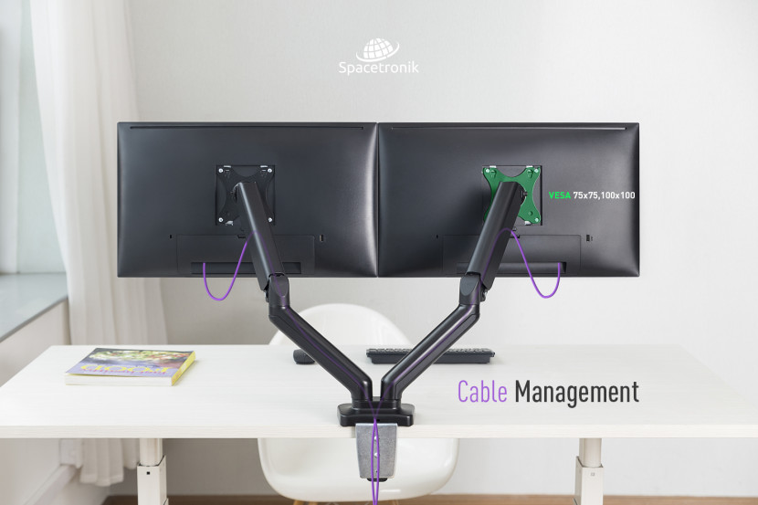 Uchwyt gazowy na dwa monitory VESA Spacetronik SPA-G120