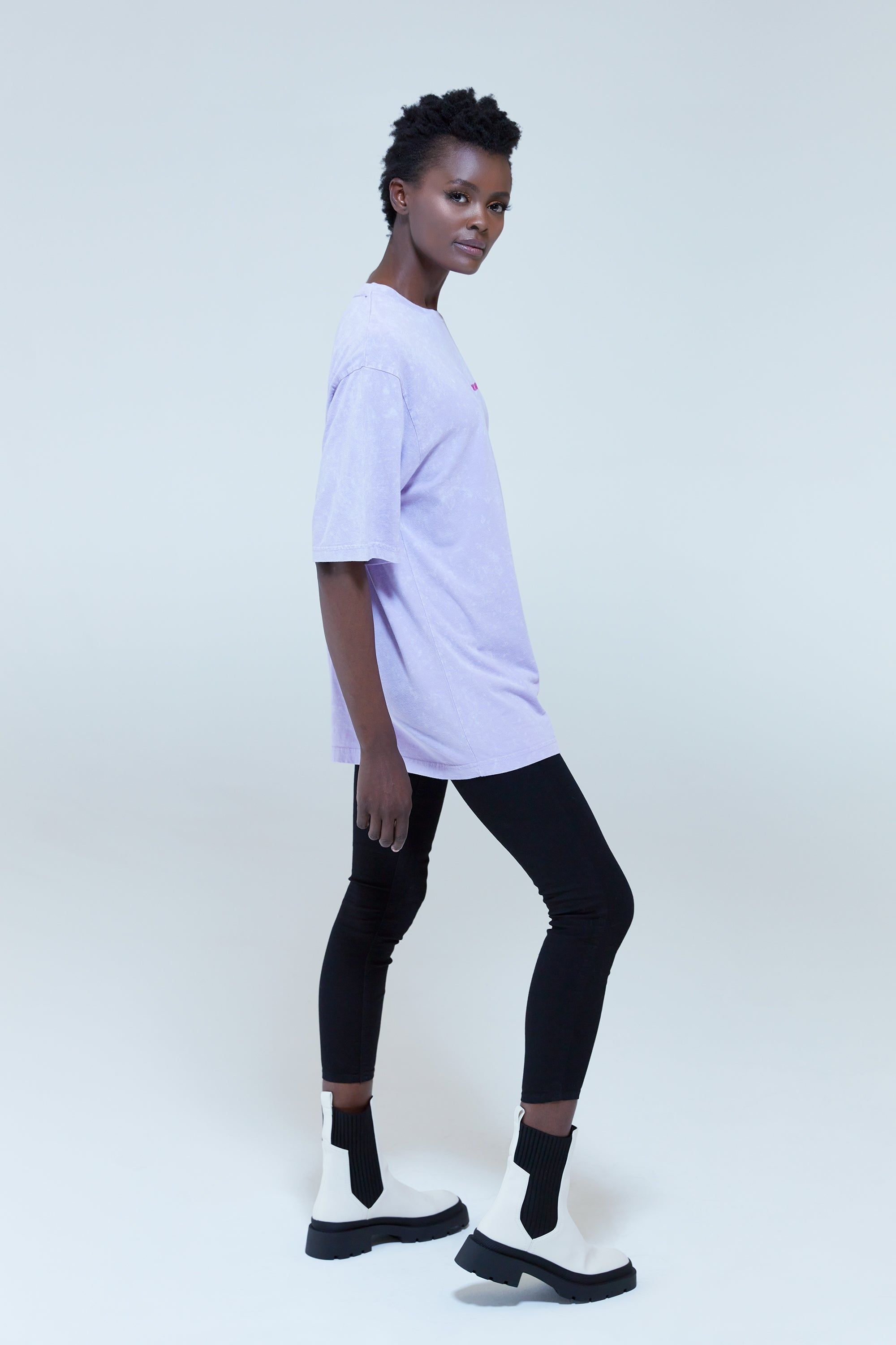 House of Holland Acid Wash Oversized T-Shirt In Lilac