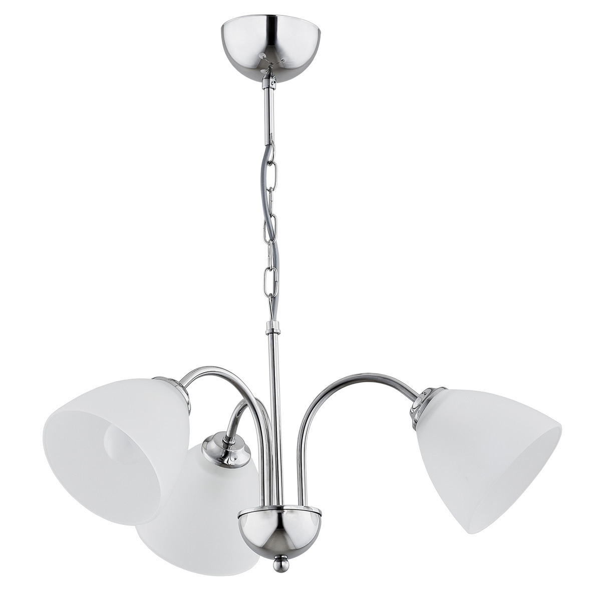 Lampa wisząca chromowana biała TORA 3xE27x15W wym: 55x48x48 cm Alfa