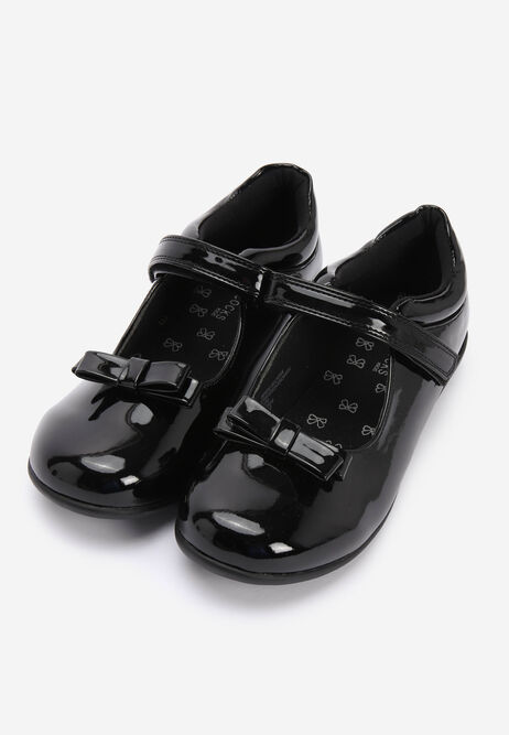Girls Black Patent Mary Jane School Shoes with Bows