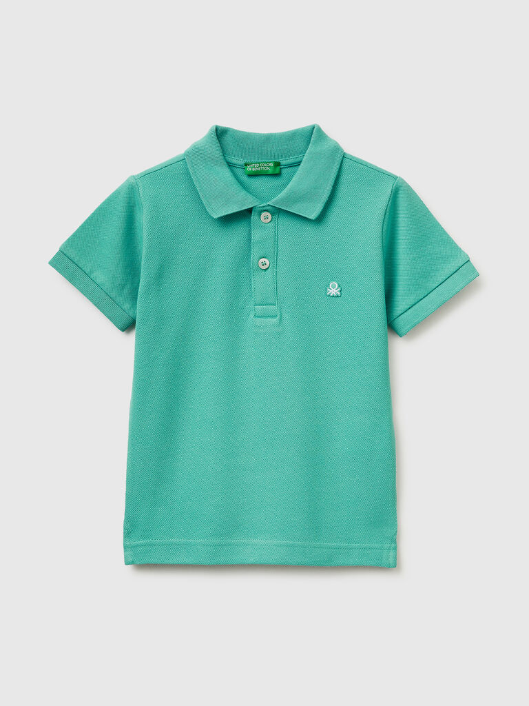 Short-sleeved polo in pure cotton