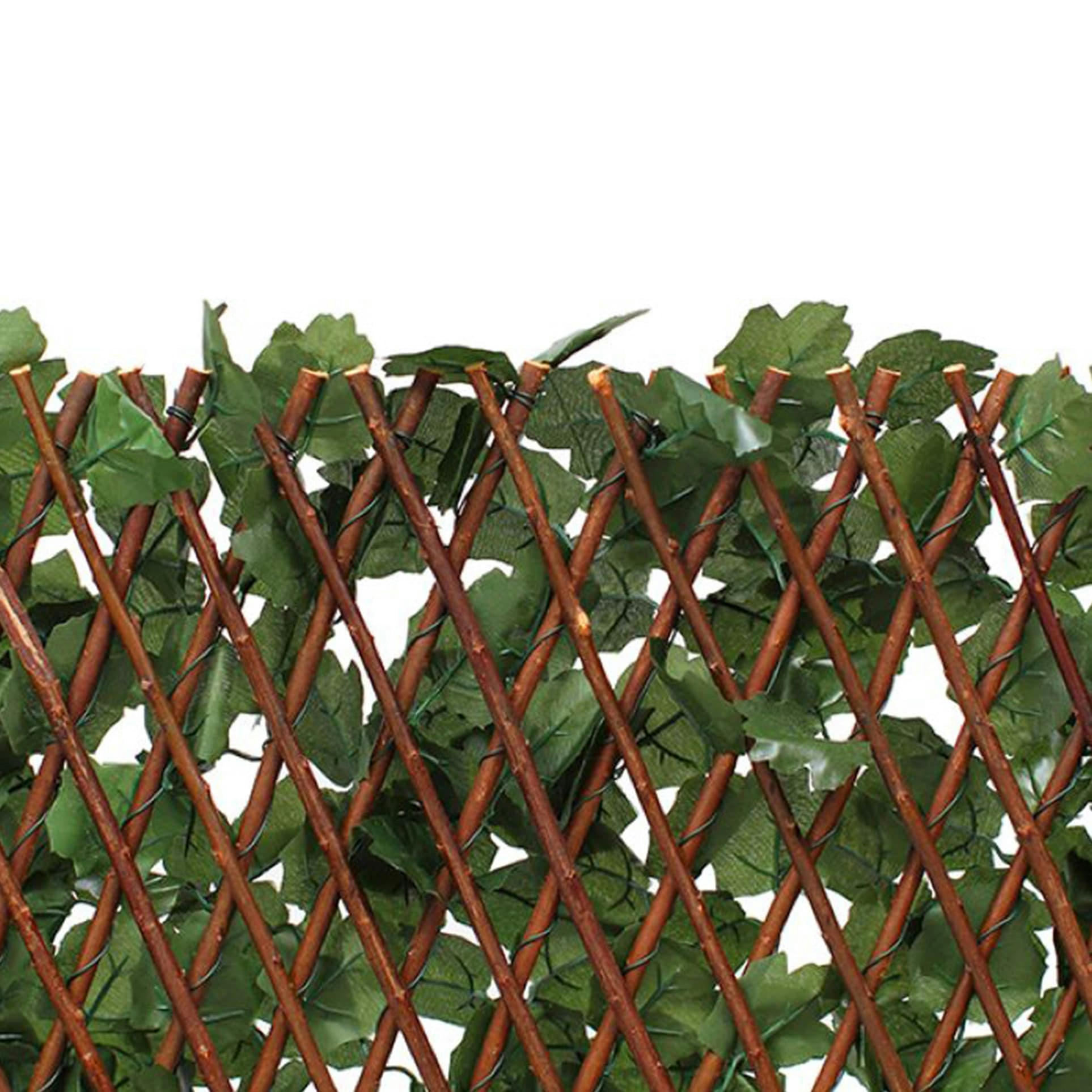 - Treillis extensible en bois de saule feuillage artificiel lierre clair
