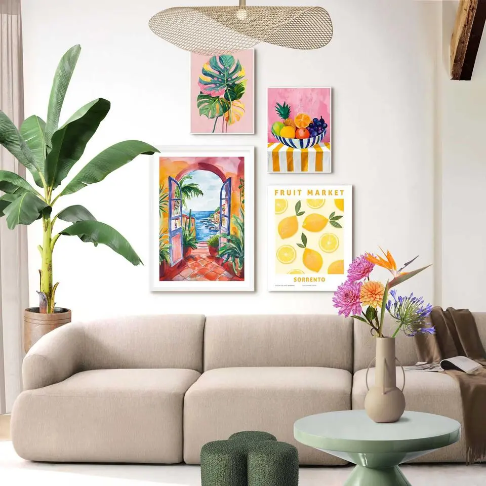 Set poster met lijst - Zomer in huis