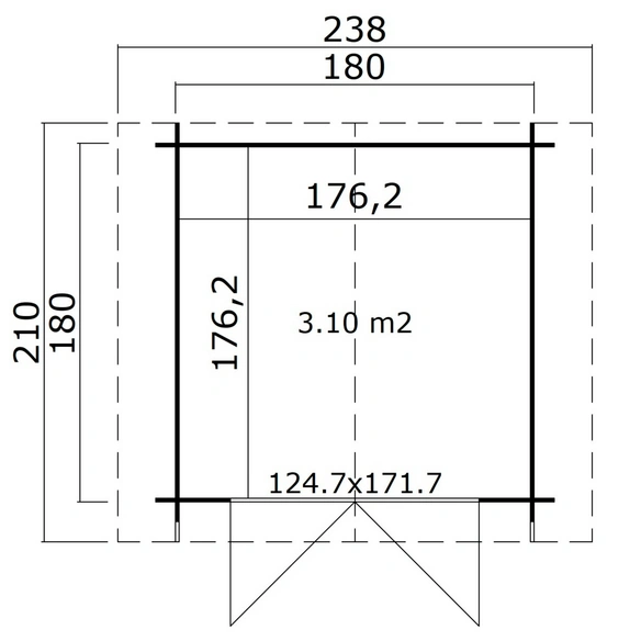 Blockbohlenhaus »Neuseeland«, Holz, BxHxT: 180 x 211 x 180 cm (Außenmaße)
