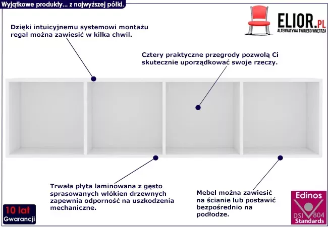 Biały modułowy regał ścienny - Ello