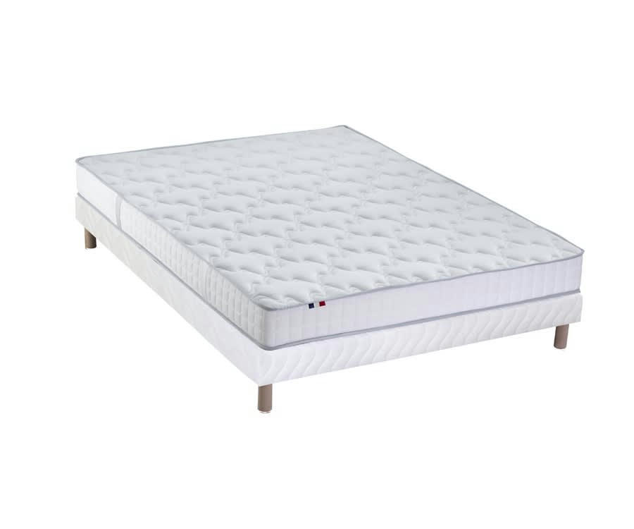 ENSEMBLE ZENITH - Ensemble Matelas mémoire de forme sommier blanc 140x190