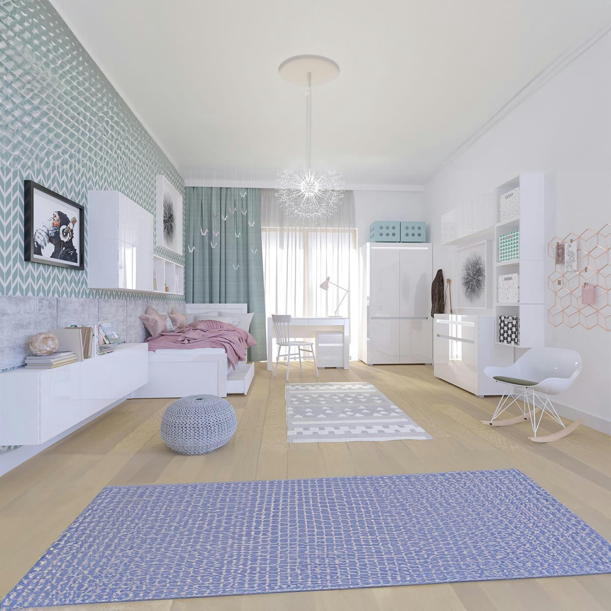 - Armoire 2 portes LED inclus stratifiés blanc