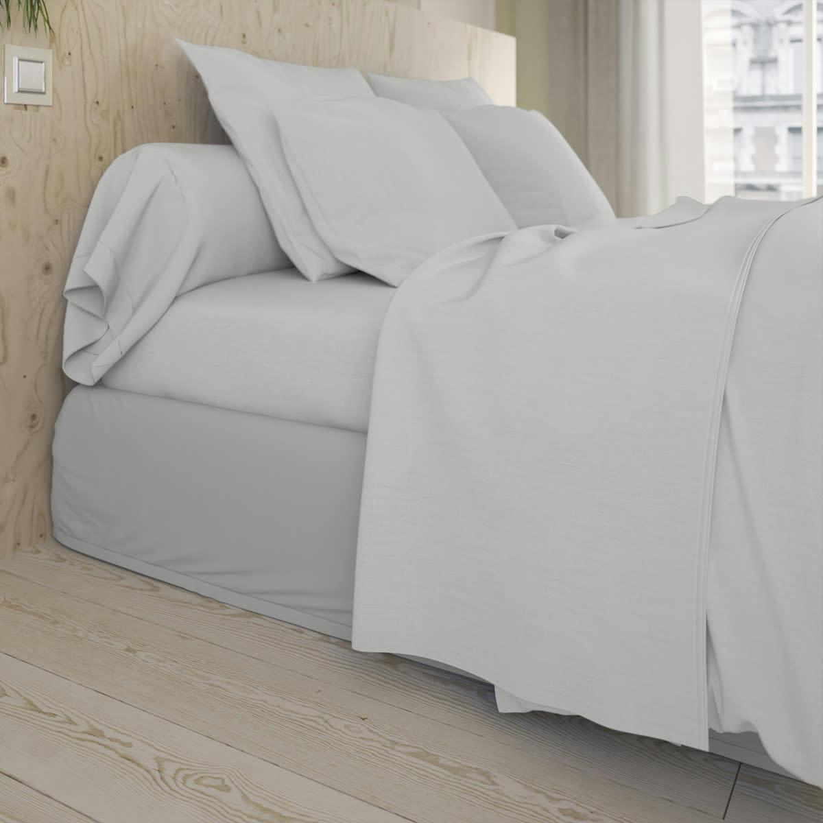 STUDIO - Drap Housse   Coton Gris Perle 180x200 cm - DODO