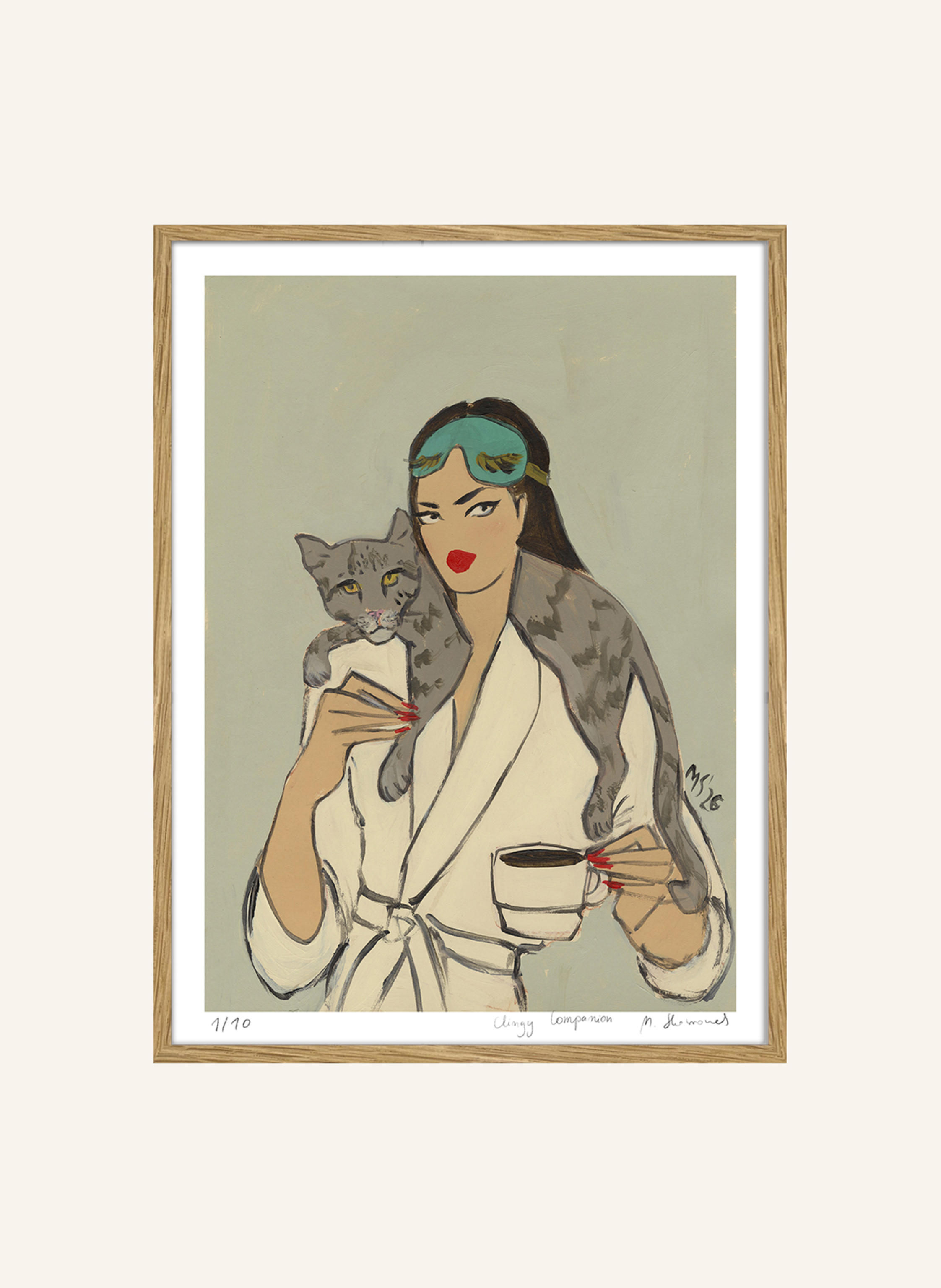 MARTAS ILLUSTRATION Limitiertes Kunstwerk CLINGY COMPANION mit Rahmen