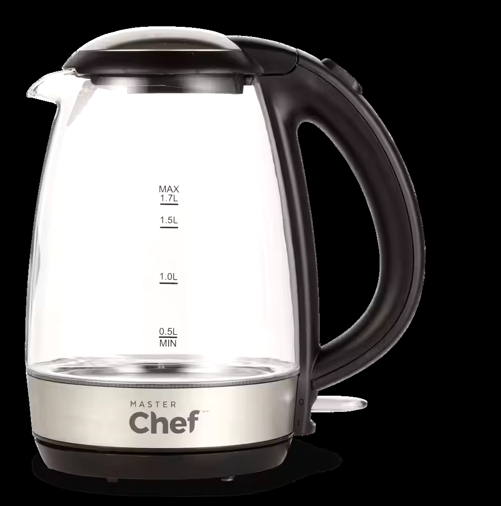 MASTER Chef Cordless Electric Kettle w/ Blue Light, Glass, 1.7L