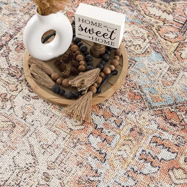 Reseca Oriental Traditional Vintage Distressed Machine Washable Area Rug