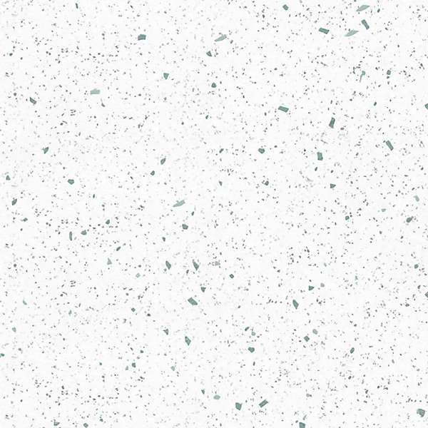 Crédence cuisine en aluminium - motif terrazzo blanc et vert - 200x20 cm (en 2 bandeaux)