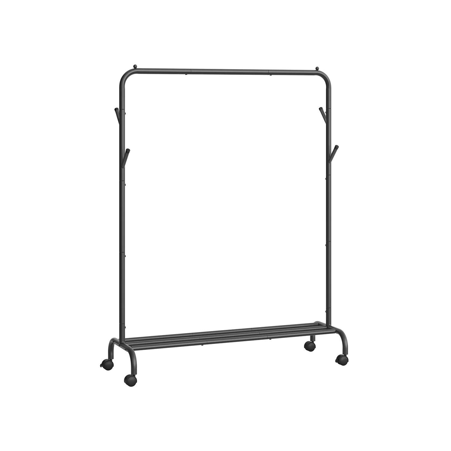 Portant à vêtements avec roulettes en acier noir