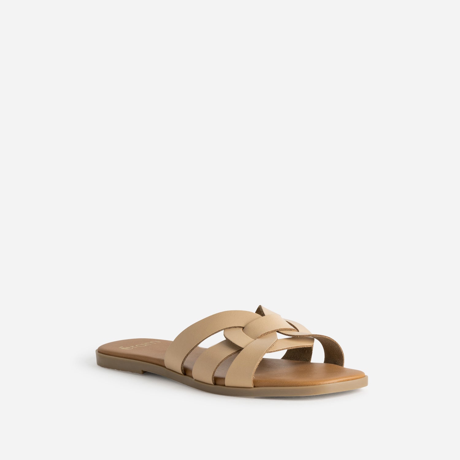 Mule beige cuir brides tressées