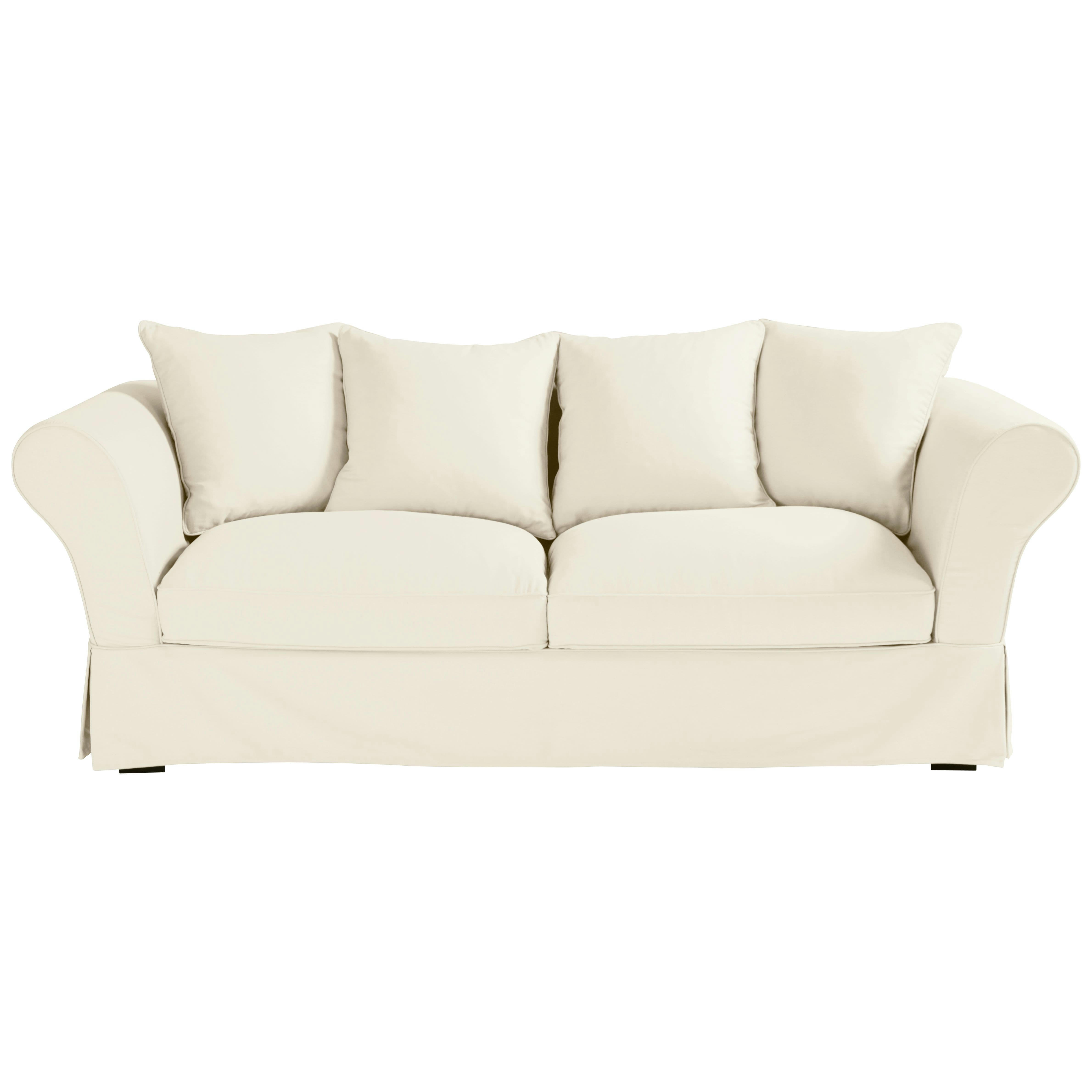 Roma - Housse de canapé fixe et convertible 3/4 places (matelas 6 cm) ivoire