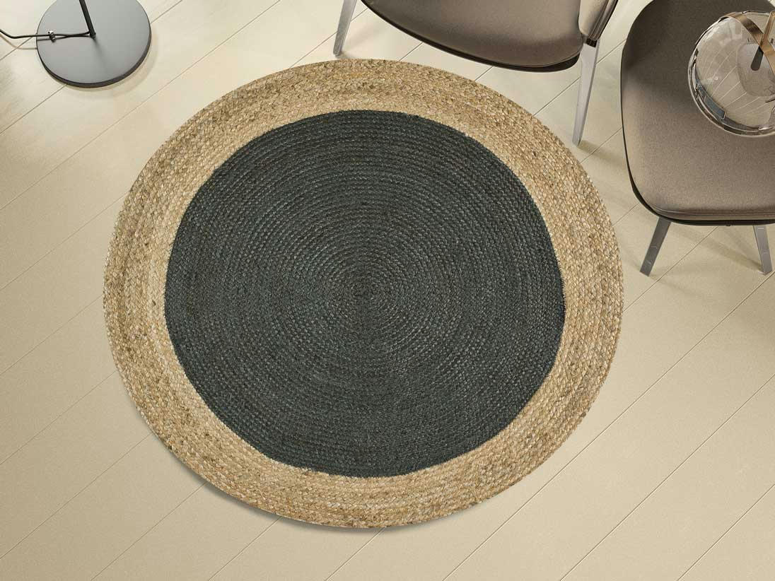MAHON - Tapis rond en jute gris, 90X90 cm