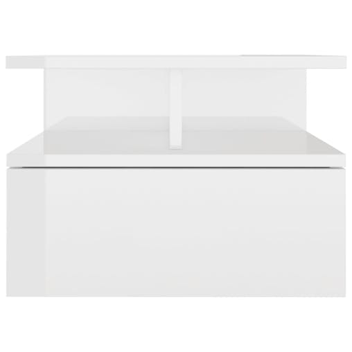 NNEVL Floating Nightstand High Gloss White 40x31x27 cm Chipboard